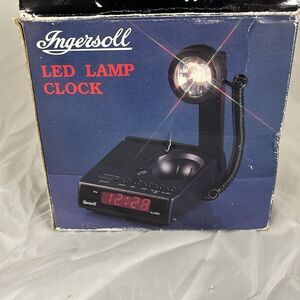 Ingersoll LED Alarm Hardwire Clock Lamp Combo Black Vintage Model 256 2443
